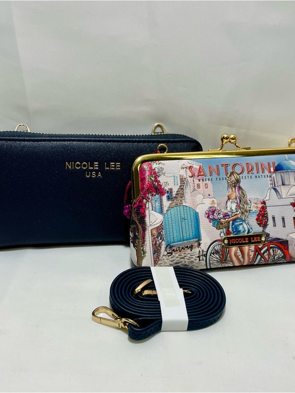 Nicole Lee "Stairway to Heaven" Signature Kiss Lock Crossbody Wallet, NWT - Picture 5 of 13